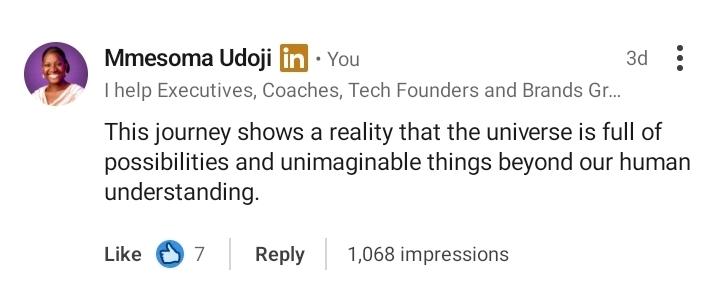 LinkedIn comment — 1,068 impressions